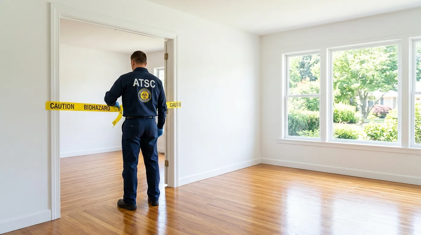 Certified biohazard cleanup crew performing Crime Scene Cleanup in Warrington